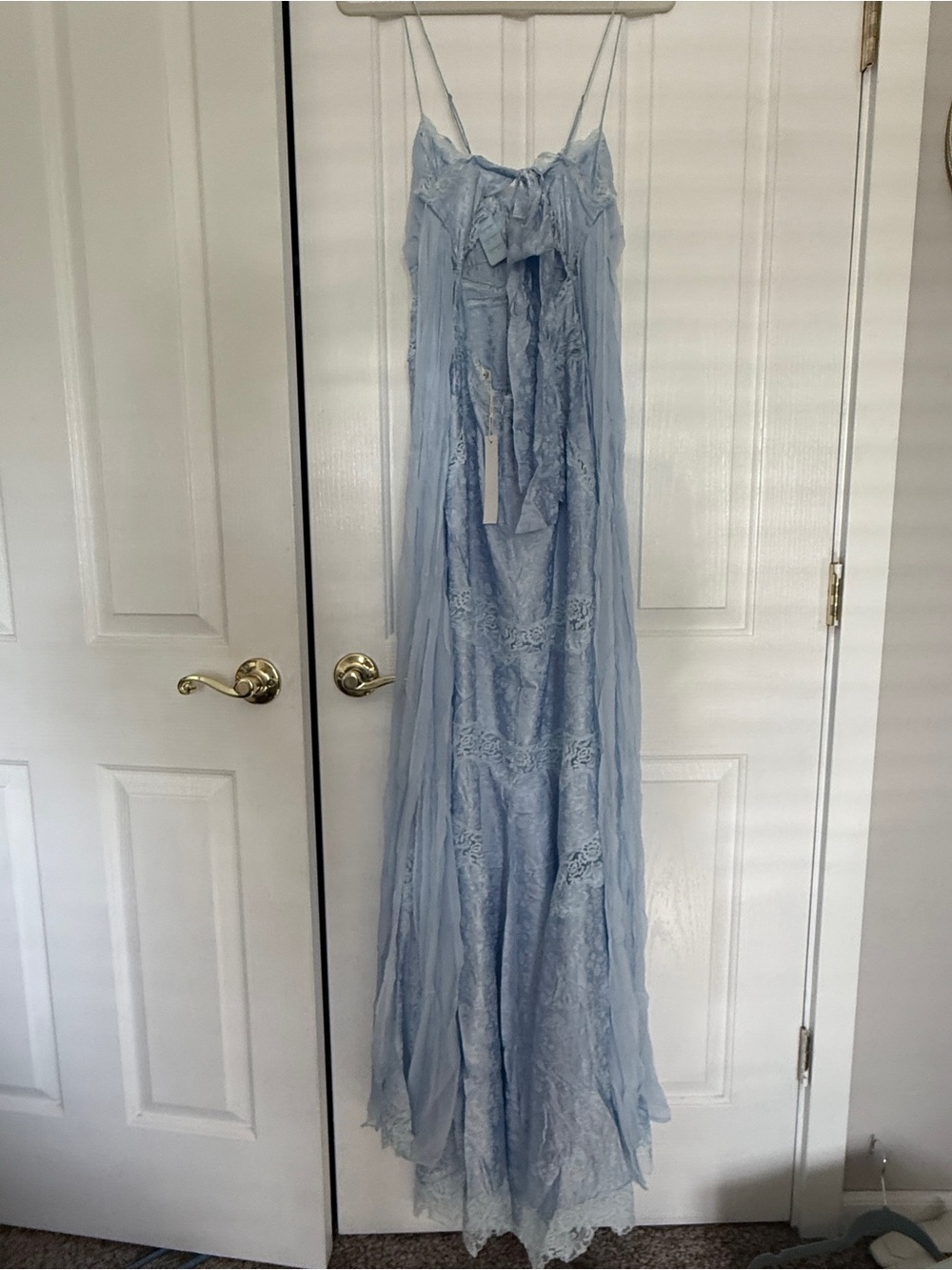 For Love & Lemons Pale Blue Rita Lace Backless Gown - Picture 3 of 10